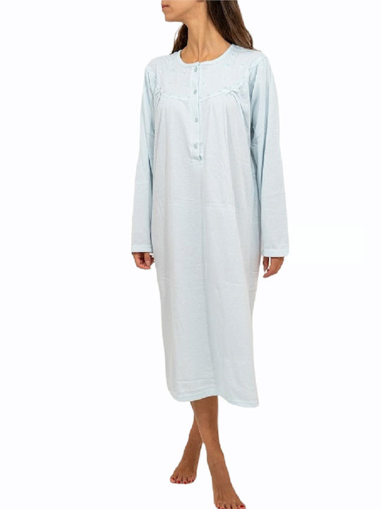 Nightgown solid color long sleeve seafoam green