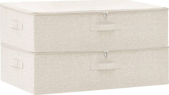 vidaXL Текстил Кутия за съхранение Cream 70x40x18см 2бр