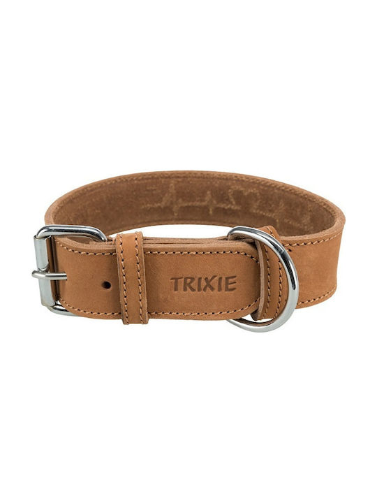 Trixie Cardiogram Dog Collar Leather in Brown color Large / XLarge