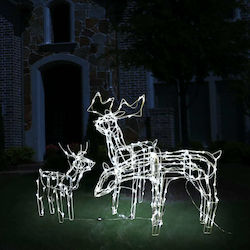 vidaXL Christmas Plastic Outdoor Illuminated Reindeer Figure White Electric 3pcs