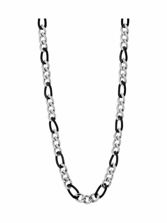 Visetti Two-tone Chain Neck made of Steel Wide Thickness 8mm and Length 55cm