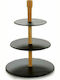 BigBuy Stone Dessert Tower Stand with 3 Tiers Black Ø30cmxY30cm
