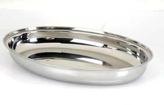 Veltihome Allset Capri Πιατέλα Σερβιρίσματος Οβάλ Ανοξείδωτη Ασημί 35εκ.