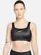 Swoosh Women's Athletic Sports Bra Black with Lining and Removable Padding