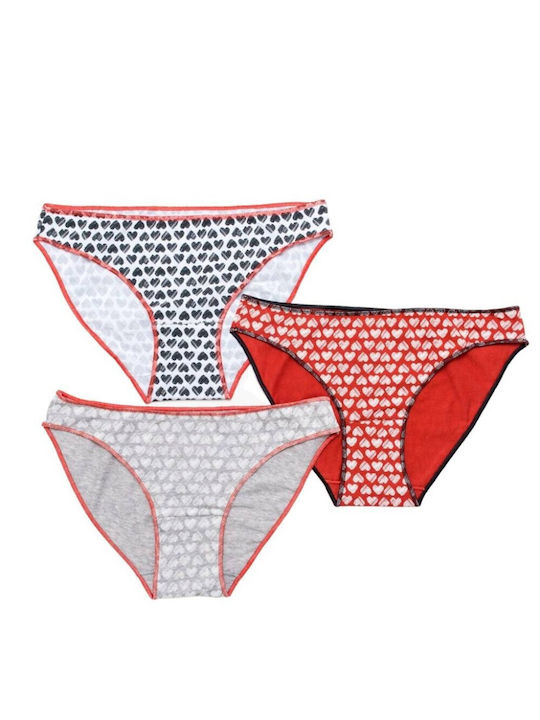 Cotonella Mini Slip 3 Pieces White-Grey-Red