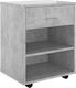 Office Storage Chipboard Cabinet With Wheels & Drawers Grey L46xW36xH59cm