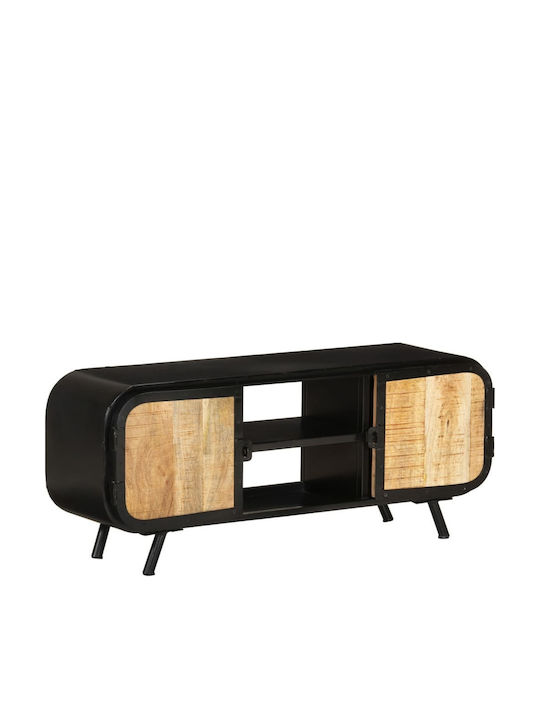 TV Stand from Metal & Solid Wood Mango Black L110xW30xH45cm