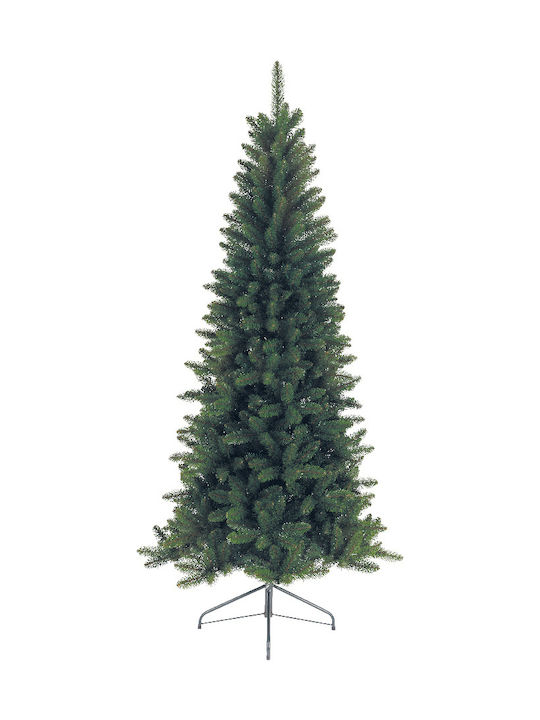 Χριστουγεννιάτικο Δέντρο Lodge Πράσινο Slim 210εκ με Μεταλλική Βάση