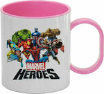 MARVEL heroes, Κούπα (πλαστική) (BPA-FREE) Polymer Ροζ για παιδιά, 330ml