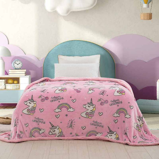 Palamaiki Fleece Fantasy Fluorescent Pink Blanket 160x220cm