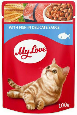 Happy Cat My Love Wet Food for Adult Cats In Pouch with Fish σε Σάλτσα 1pc 100gr