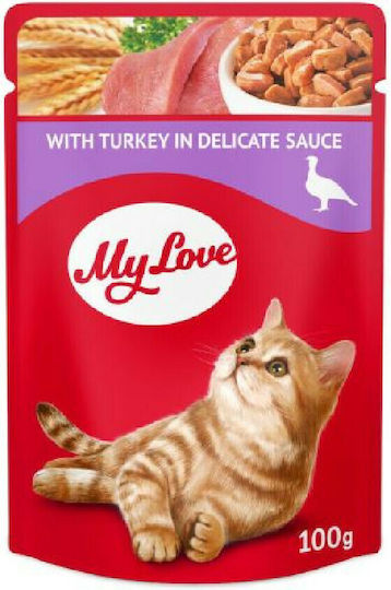 Happy Cat My Love Nassfutter für Erwachsene Katzen in Beutel mit Türkei 100gr