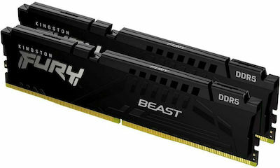 Kingston Fury Beast 32GB DDR5 RAM cu 2 module (2x16GB) și Viteză 4800 pentru Desktop