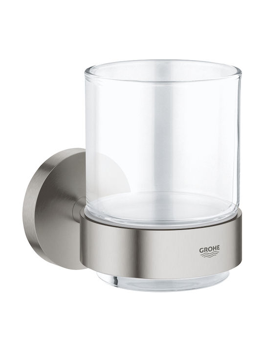 Grohe New Essentials Ποτηροθήκη Επιτοίχια Μεταλλική Ασημί