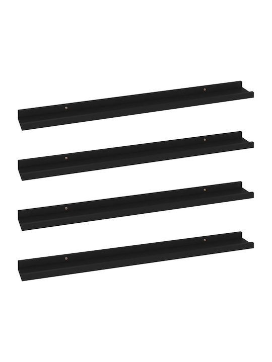 Shelves Wall Black Velvet-Black Metal 4pcs 80x9...