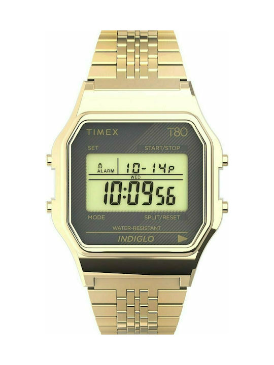 Timex T80 Digital Uhr Chronograph Batterie mit Gold