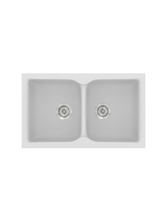 Sanitec Classic Drop-In Küchenspüle aus künstlichem Granit BxT50cm White