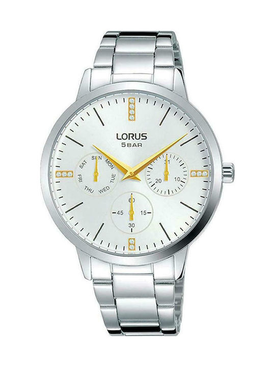 Lorus Γυναικείο Ρολόι 36mm Χρονογράφος Μπαταρίας με Ασημί Μεταλλικό Μπρασελέ