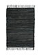 Silk Fashion Rug Fireplace Rectangular Leather with Fringes Charcoal