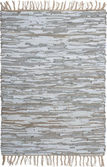 Silk Fashion Χαλί Τζακιού Δερμάτινο με Κρόσια 60x90cm Ivory