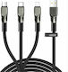Joyroom S-1335K4 Geflochten USB zu Blitzschlag / Typ-C,TC-TC / Micro-USB Kabel 3.5A Schwarz 1.3m