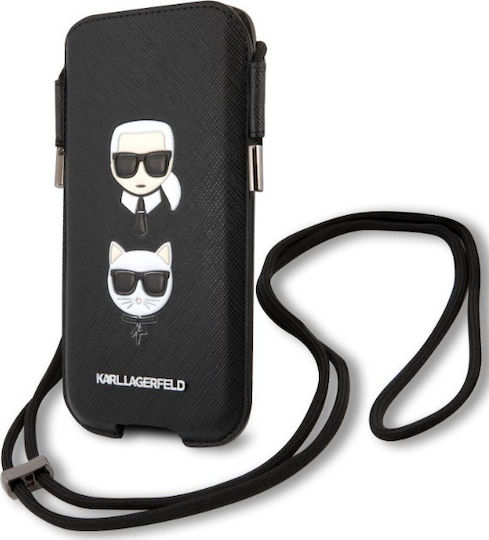 Karl Lagerfeld Saffiano Karl & Choupette Head L Sock & Pouch Μαύρο