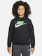 Nike Fleece Παιδικό Φούτερ με Κουκούλα και Τσέπες Μαύρο