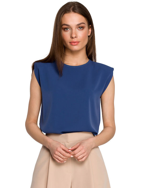 Stylove S260 Women's Summer Blouse Short Sleeve Blue 154091