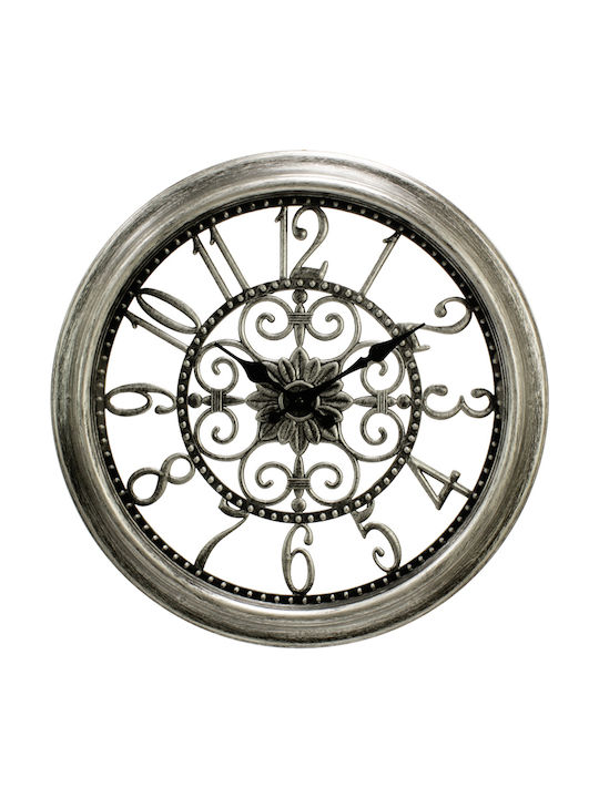 Klikareto Ρολόι Τοίχου Πλαστικό Dark Silver 40cm