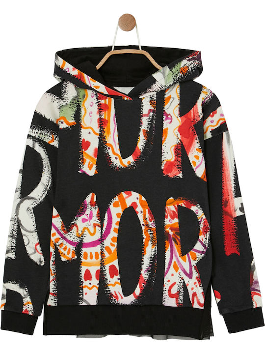 Desigual Kinder Sweatshirt mit Kapuze Schwarz