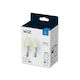 WiZ Smart Λάμπες LED 4.9W για Ντουί E14 και Σχήμα C37 Ρυθμιζόμενο Λευκό 470lm 2τμχ
