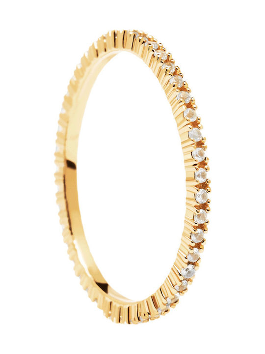 P D Paola Women's Gold Plated Silver Eternity Ring with Zircon
