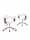 Swivel Visitor Armchair with Wheels Λευκό 49.5x51.5x94cm 2pcs