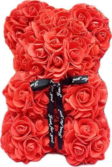 Teddy Bear Made of Red Artificial Roses Tres Chic