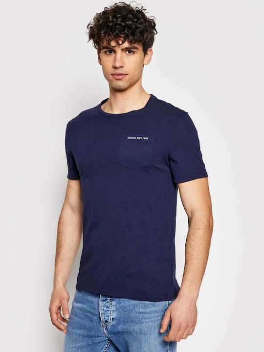 Guess Ανδρικό T-shirt Navy Μπλε Μονόχρωμο