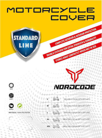 Nordcode Waterproof Motorcycle Cover Standard Line Medium L203xW89xH119cm