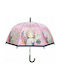 Chanos Windproof Automatic Umbrella with Walking Stick Pink