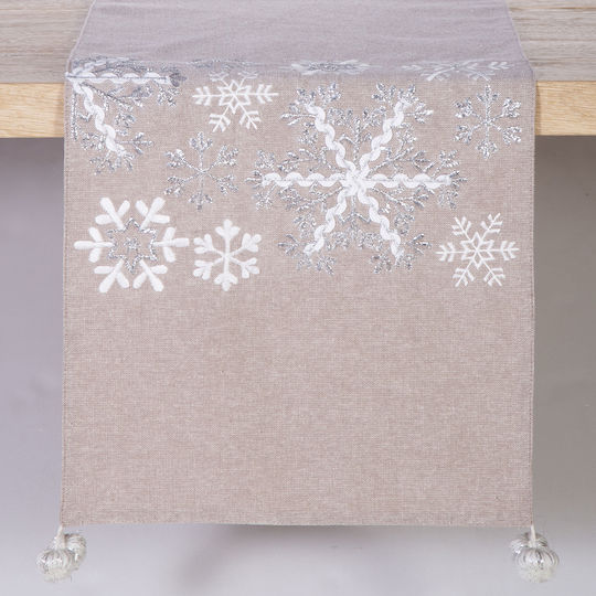 Nef-Nef Homeware Snow Χριστουγεννιάτικο Τραπεζομάντηλο Υφασμάτινο Ράνερ Άγιοι Βασίληδες 150x33εκ.