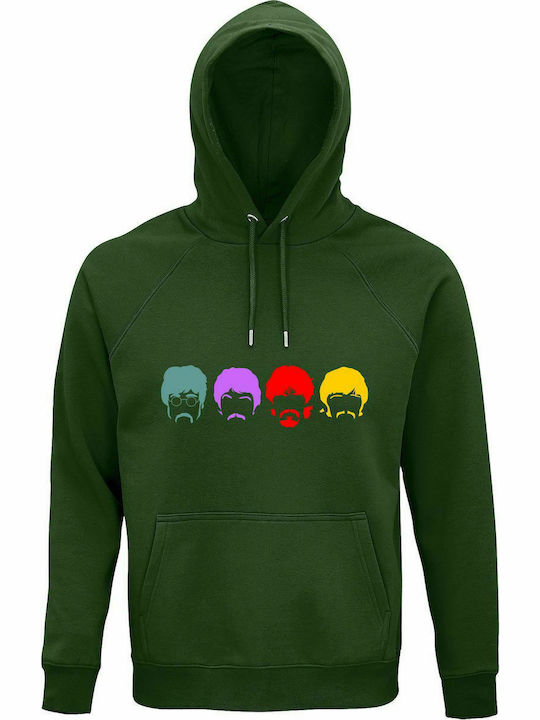 Hoodie Unisex, Bio " The Beatles Band, Multicolor, Musik", dunkelgrün