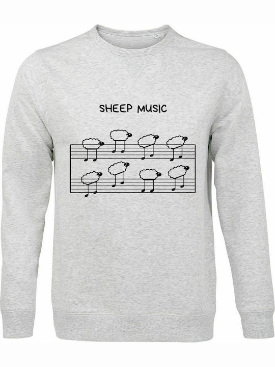 Sweatshirt Unisex, Organic "Sheep Music", Ash