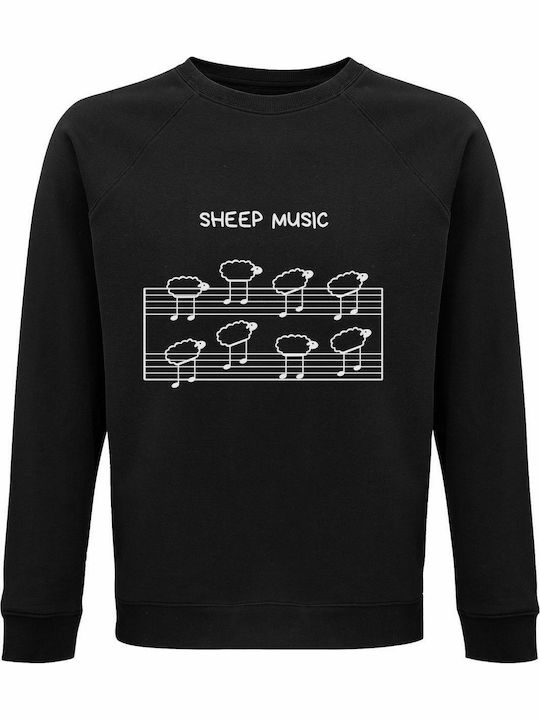 Sweatshirt Unisex, Organic "Sheep Music", Black