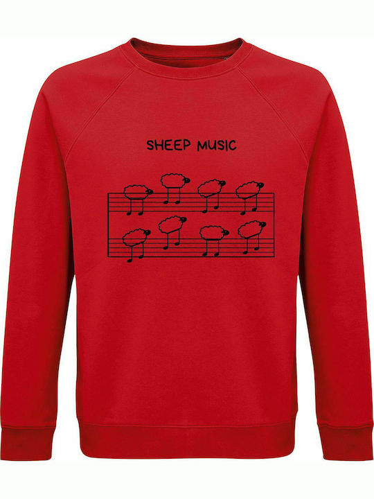 Sweatshirt Unisex, Organic "Sheep Music", Red