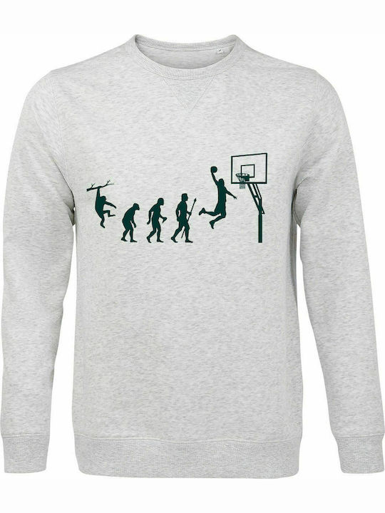 Sweatshirt Unisex, Organic "Basketball Evolution", Ash