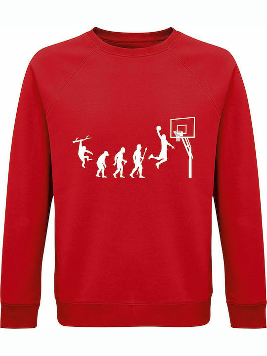 Sweatshirt Unisex, Organic "Basketball Evolution", Red