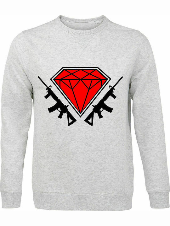 Sweatshirt Unisex, Organic " Diamond Guns ", Ash