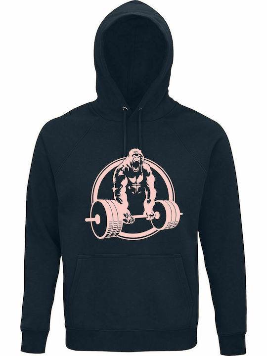 Hoodie Unisex, Organic " Beast Mode ", French navy