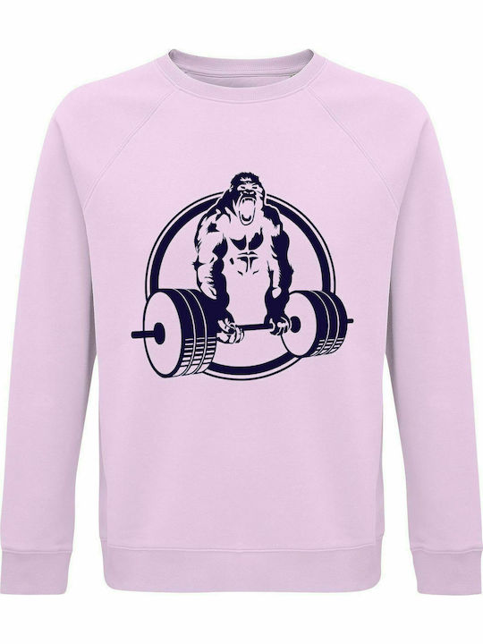 Sweatshirt Unisex, Bio " Beast Mode ", Cremig Rosa