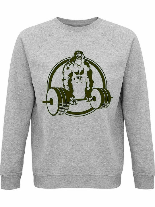 Sweatshirt Unisex, Organic " Beast Mode ", Grey melange