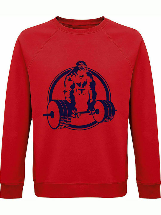 Sweatshirt Unisex, Organic " Beast Mode ", Red