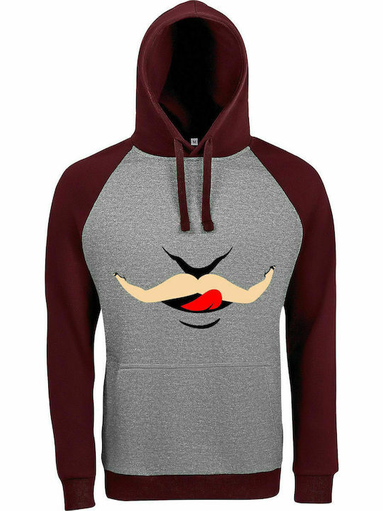 Unisex-Kapuzenpullover " Kinky Lover ", Grau/Burgund